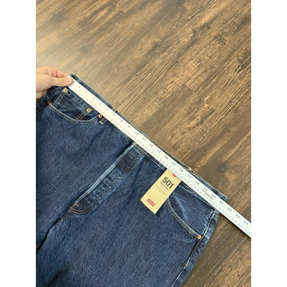 Levis 501 Jeans Size 42x33 Blue Straight Leg Medium Wash Button Fly Mexico